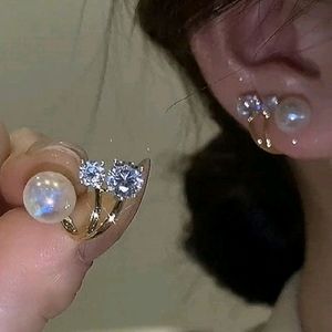 3Pairs Rhinestone & Faux Pearl Decor Earring Jackets